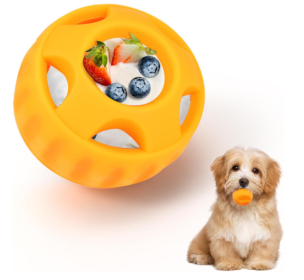 Dog Chew Toys For Puppies And Treat Trays, Long-Lasting Refillable Treat Toys And Silicone, Dog Treat Molds, Reusable, Dishwasher Safe, Suitable For S (Option: Single Ball yellow)