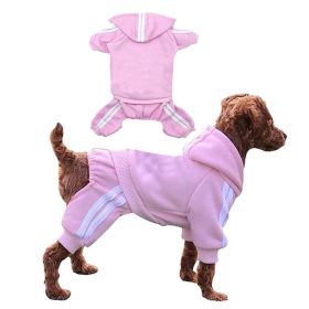 Casual Pet Dog Striped Hoodie Sweatpants Suits (Type: Pink1L)