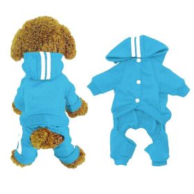 Casual Pet Dog Striped Hoodie Sweatpants Suits (Type: Light BlueM)