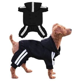 Casual Pet Dog Striped Hoodie Sweatpants Suits (Type: BlackXL)