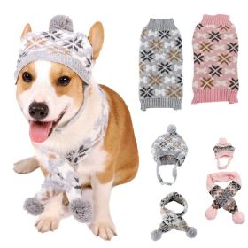 Autumn-Winter Vintage Jacquard Dress for Pet Dogs (Type: Pink scarf+capS)