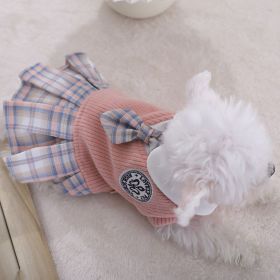 Sweet Bowknot Dog Sweater Dress; Winter Warm Pet Clothes; Costume For Small Medium Large Dog & Cat (Color: Pink, size: L)