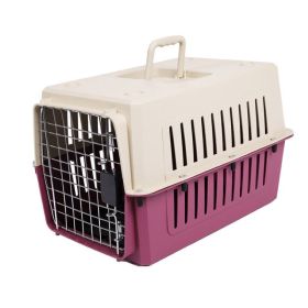 Portable Pet Box Cat & Dog Carrier Cage with Chrome Door (Color: Red, Type: Pet Supplies)