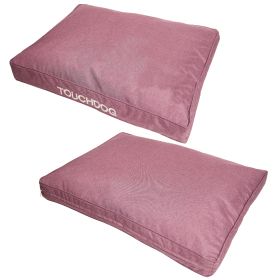 Touchdog 'Hushky' Water-Resistant Premium Rectangular Raised Dog Mat (Color: Pink, size: medium)