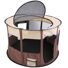 Foldable Playpen for Dog with Carry Bag Portable Travel Waterproof Indoor Outdoor Pet Cage Tent Detachable Upper Cover For Dog Cat Rabbit (size: L)